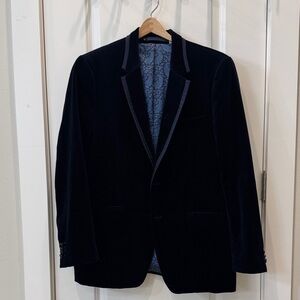 Men's Navy Blue Velvet Blazer